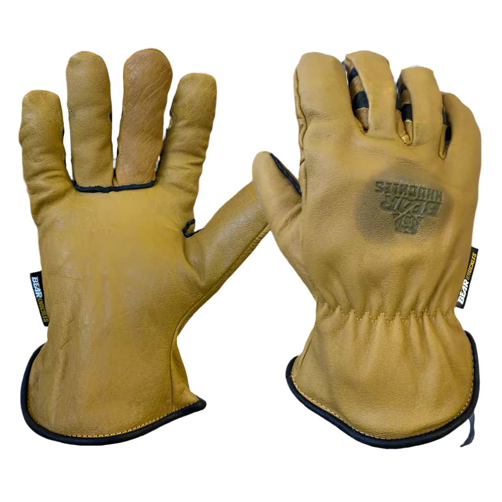 Fleece-Lined Water Resistant Leather Cowhide Driver Gloves – Bear
