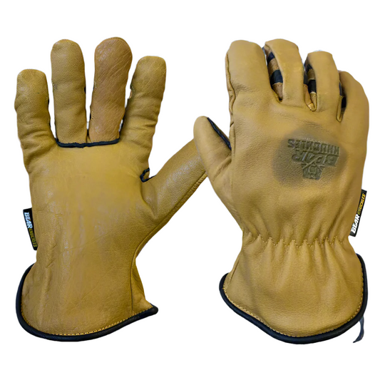 Fleece-Lined Water Resistant Leather Cowhide Driver Gloves – Bear