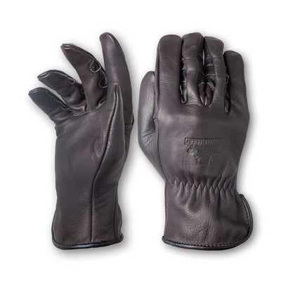 front and back images of Espresso Bison Driver Gloves on white backdrop