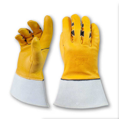 front and back images of TIG Cowhide Welder Gloves on white backdrop