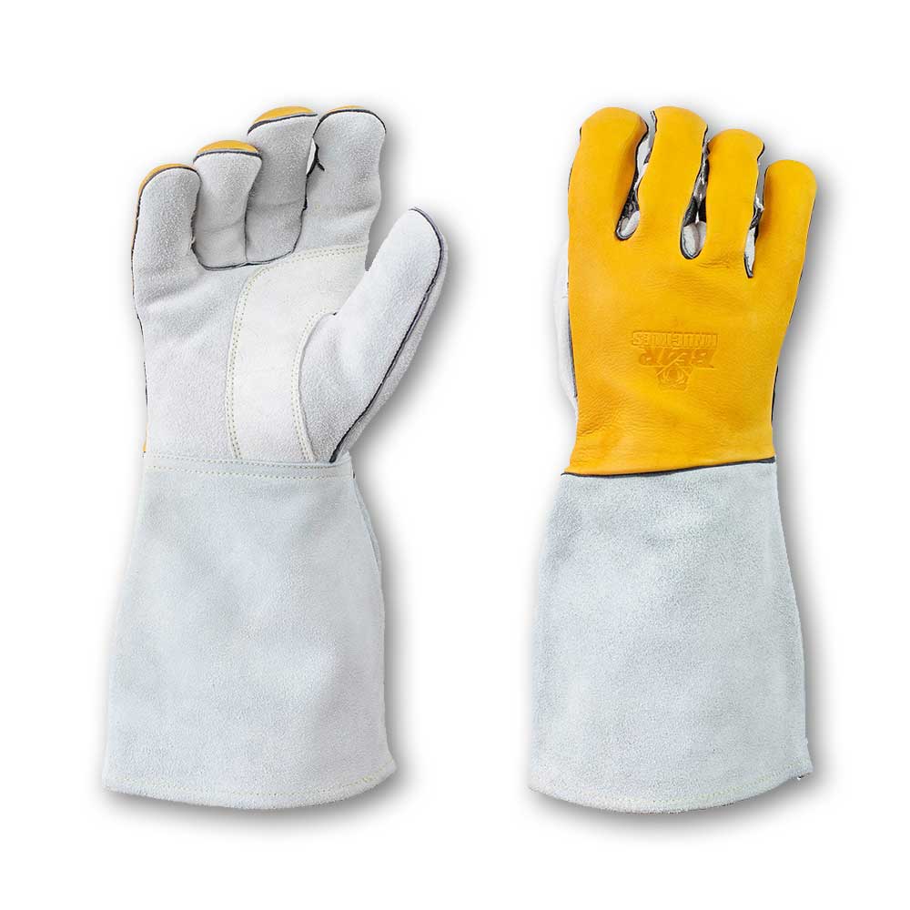 Golden Arm Stick-MIG Leather Welding Gloves Bear Knuckles Gloves